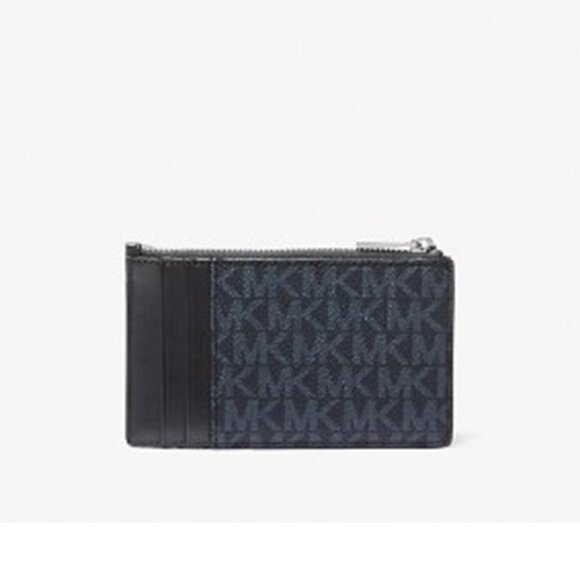 NWT Michael Kors Cooper Slim Signature Logo Zip Wallet - Navy - Picture 3 of 4